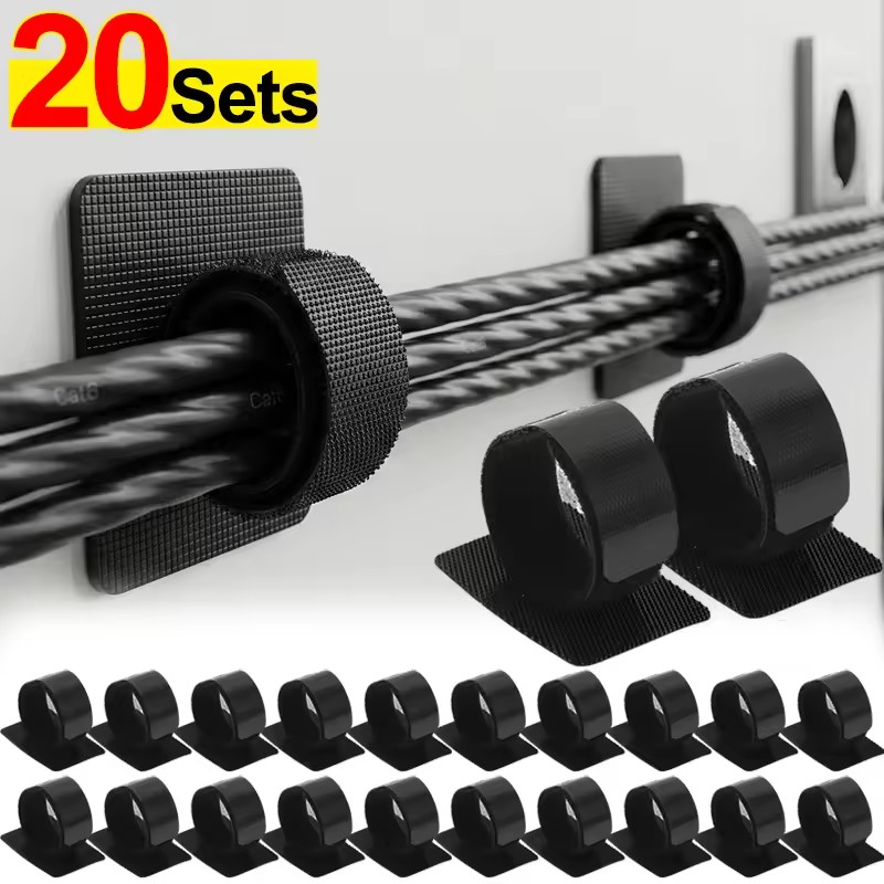Desk Cable Organizer - Adhesive Under Desk Cable Ties Wire